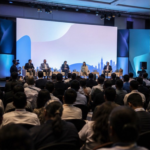 Audience participating in a professionally produced conference